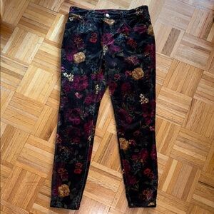 Pilot Floral Velvet feel Patterned Pants- Anthro size 29